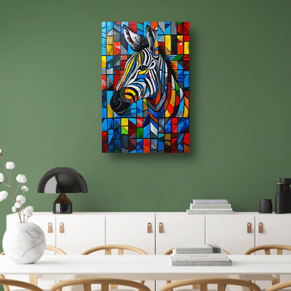 Kleurrijke abstracte zebra in kubistische stijl poster