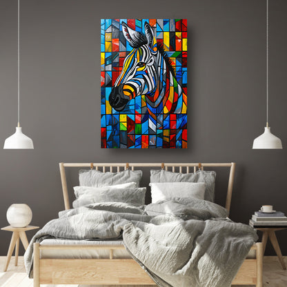 Kleurrijke abstracte zebra in kubistische stijl poster