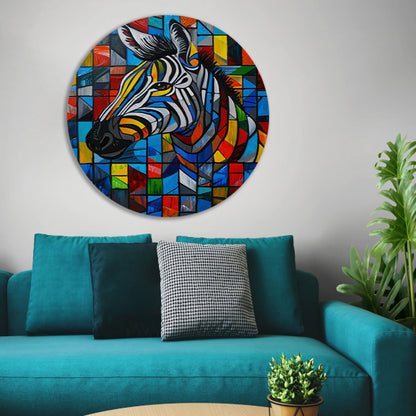 Kleurrijke abstracte zebra in kubistische stijl forex muurcirkel