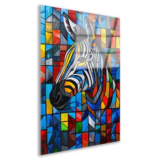 Kleurrijke abstracte zebra in kubistische stijl acrylglas