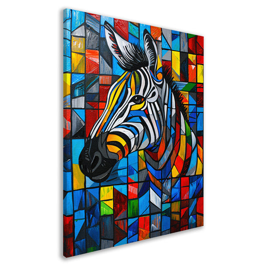 Kleurrijke abstracte zebra in kubistische stijl canvas