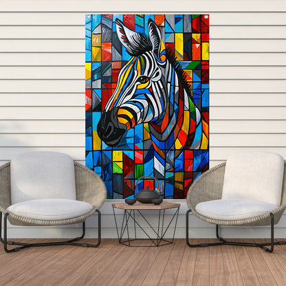 Kleurrijke abstracte zebra in kubistische stijl tuinposter