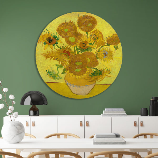 Zonnebloemen - Vincent van Gogh aluminium muurcirkel