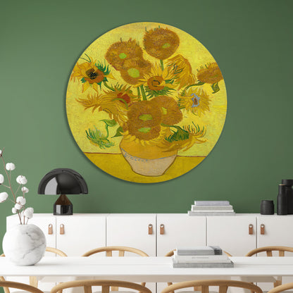 Zonnebloemen - Vincent van Gogh aluminium muurcirkel