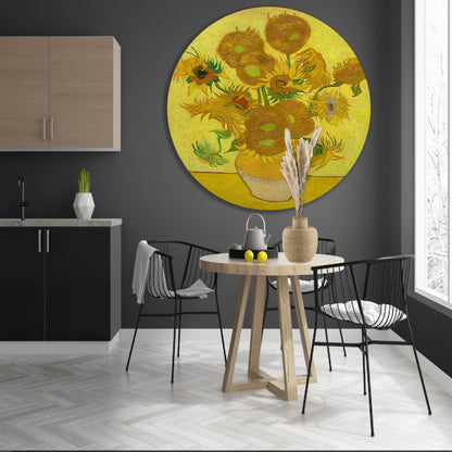 Zonnebloemen - Vincent van Gogh aluminium muurcirkel