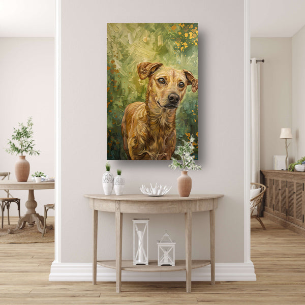 Elegante hond geschilderd in olieverf canvas