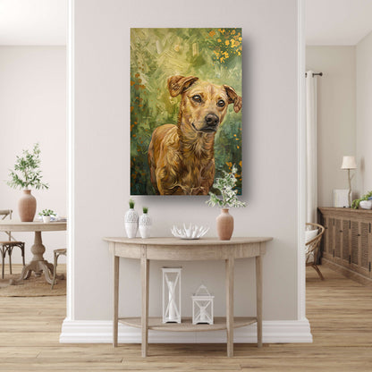 Elegante hond geschilderd in olieverf canvas