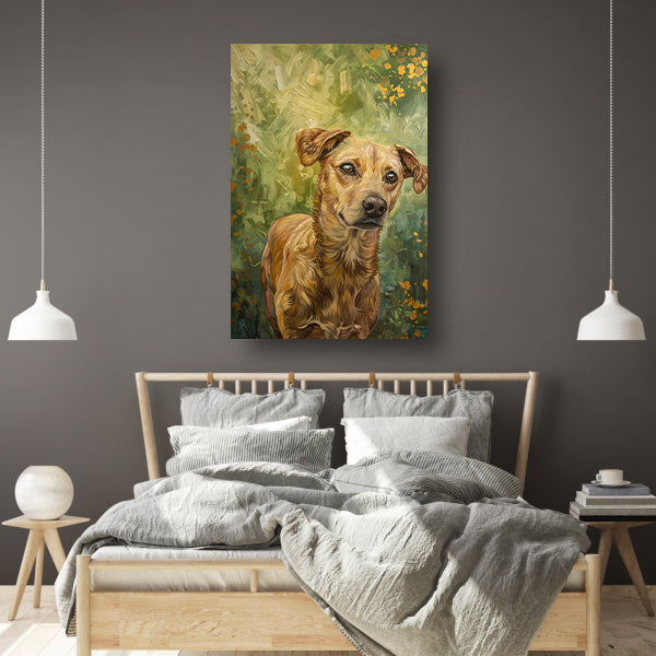 Elegante hond geschilderd in olieverf canvas