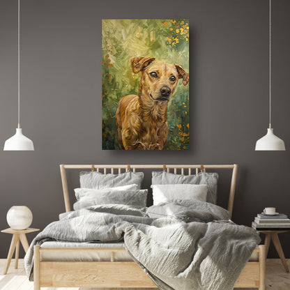 Elegante hond geschilderd in olieverf canvas