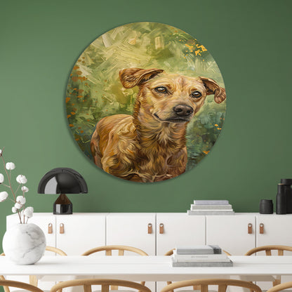 Elegante hond geschilderd in olieverf forex muurcirkel