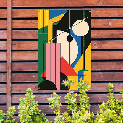 Abstract compositie met primaire kleuren tuinposter