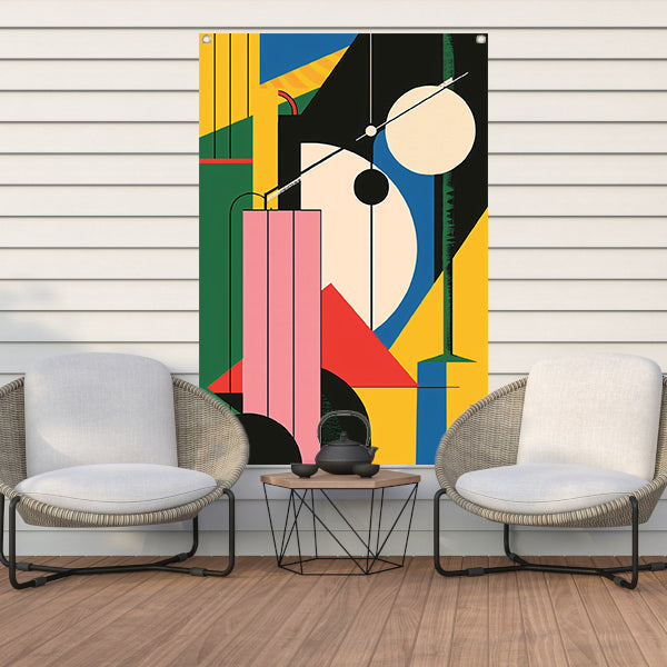 Abstract compositie met primaire kleuren tuinposter