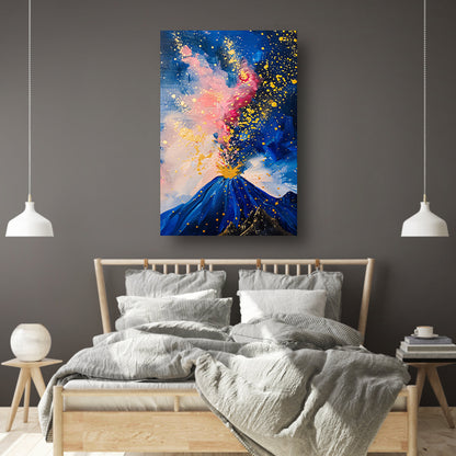 Abstract schilderij van vulkaanuitbarsting poster