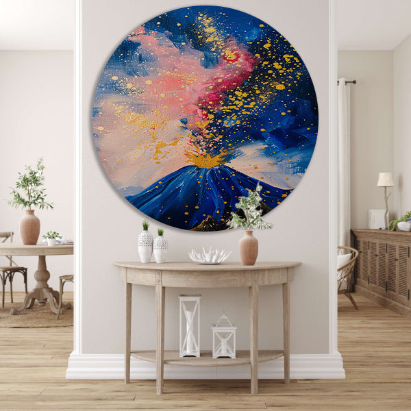 Abstract schilderij van vulkaanuitbarsting forex muurcirkel