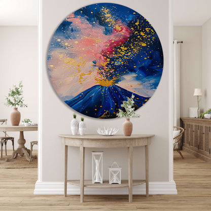 Abstract schilderij van vulkaanuitbarsting forex muurcirkel