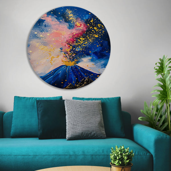 Abstract schilderij van vulkaanuitbarsting forex muurcirkel