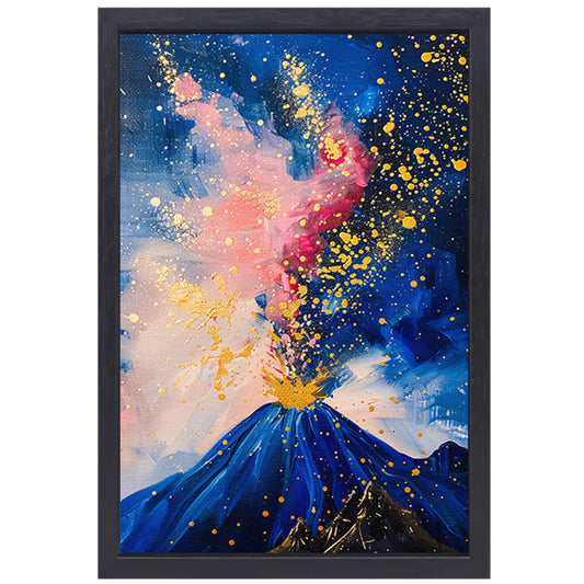 Abstract schilderij van vulkaanuitbarsting canvas met baklijst