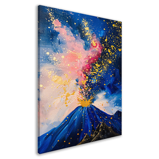 Abstract schilderij van vulkaanuitbarsting canvas