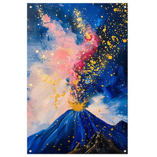 Abstract schilderij van vulkaanuitbarsting tuinposter