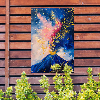 Abstract schilderij van vulkaanuitbarsting tuinposter