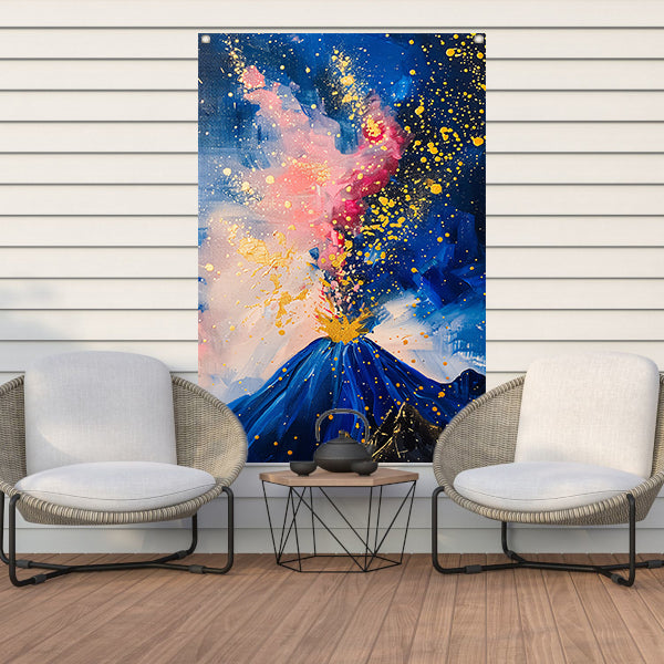 Abstract schilderij van vulkaanuitbarsting tuinposter