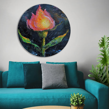 Abstract schilderij van kleurrijke roos aluminium muurcirkel
