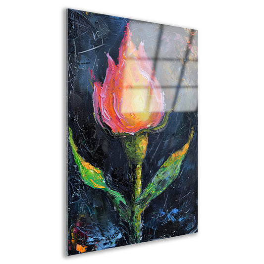Abstract schilderij van kleurrijke roos acrylglas