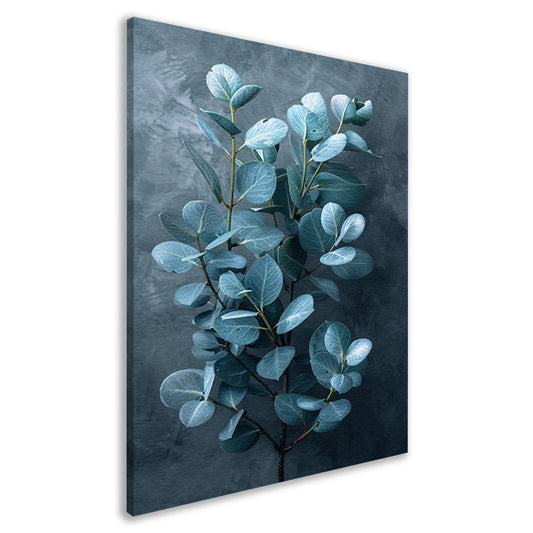 Eucalyptusbladeren met zachte grijze achtergrond canvas