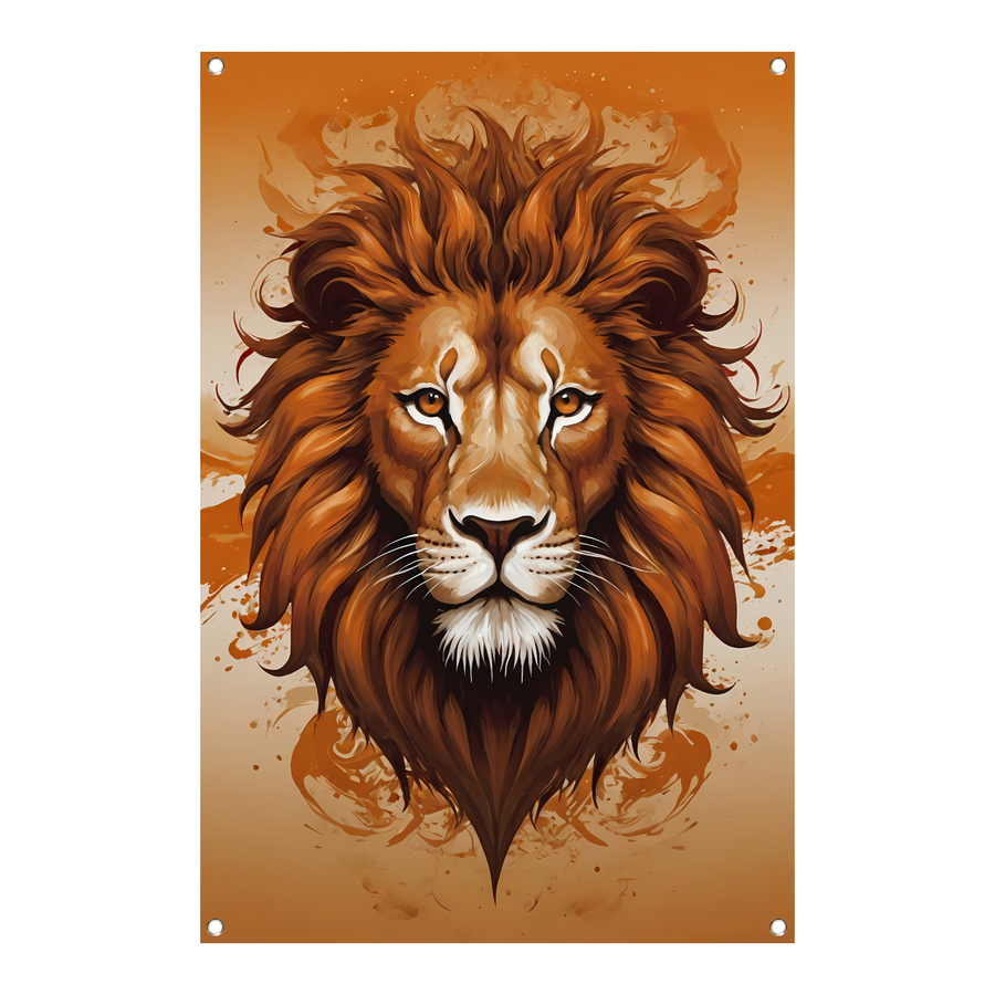 Koninklijke Leeuw in Oranje en Bruin tuinposter