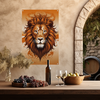 Koninklijke Leeuw in Oranje en Bruin tuinposter