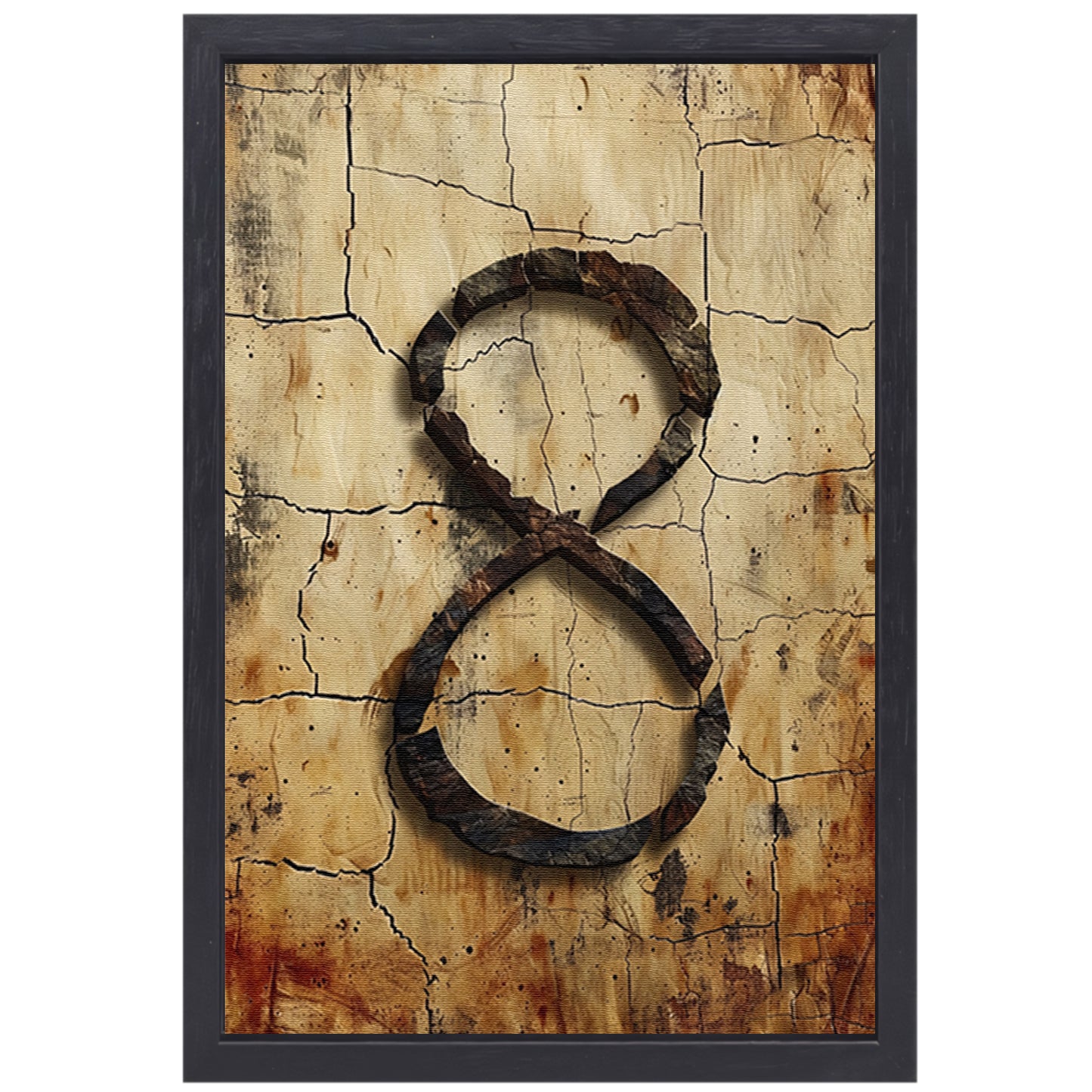 Abstract Acht in Steen en Barsten canvas met baklijst