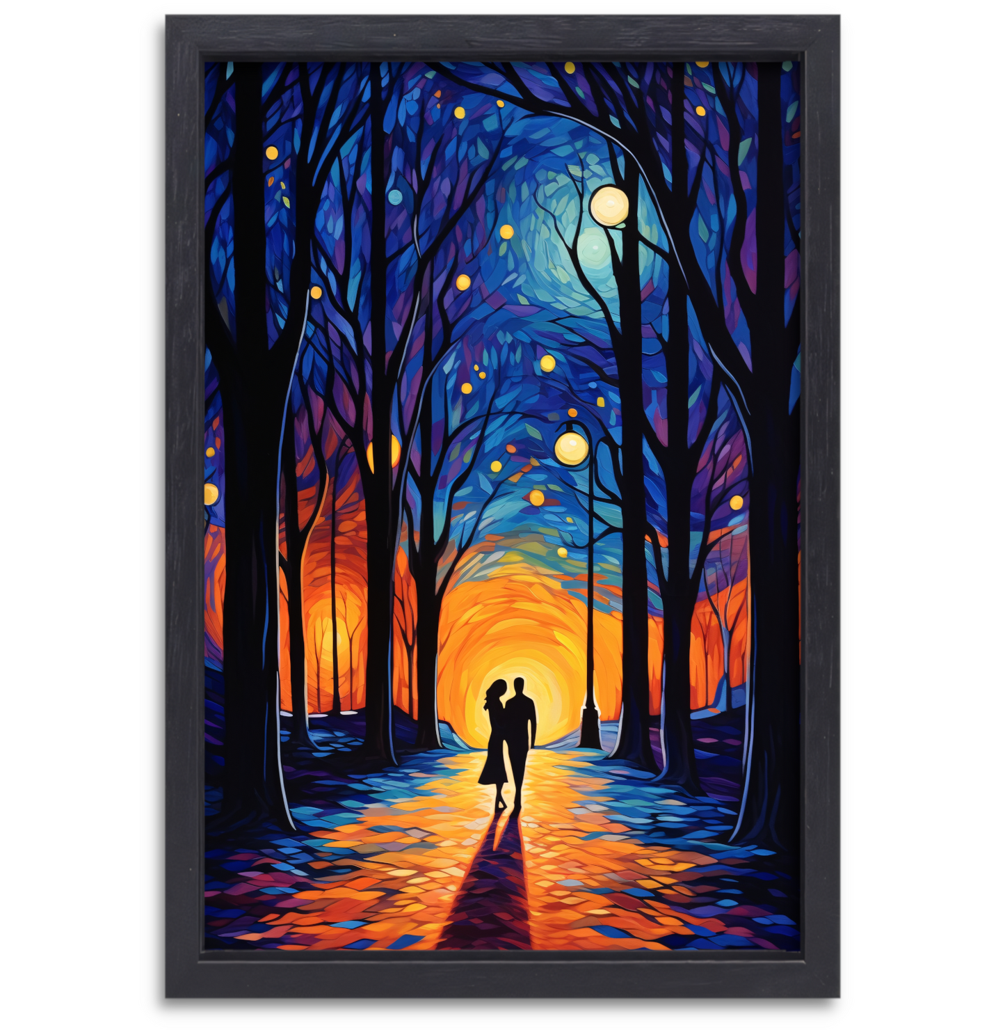 Romantische Wandeling in Schemerig Kleurbos canvas met baklijst