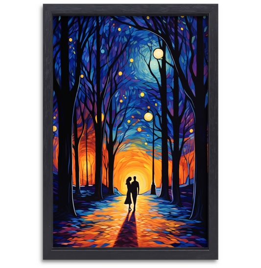 Romantische Wandeling in Schemerig Kleurbos canvas met baklijst