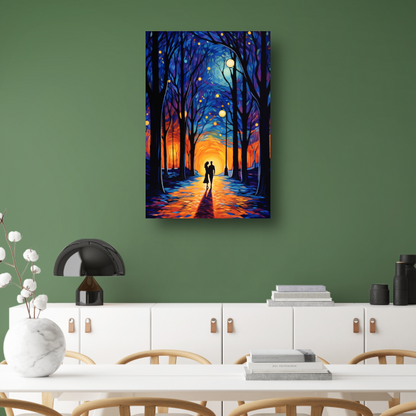 Romantische Wandeling in Schemerig Kleurbos poster