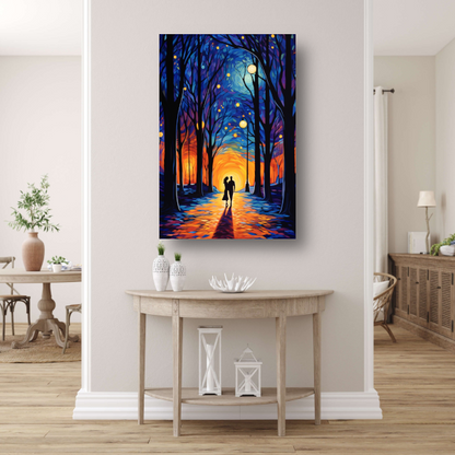 Romantische Wandeling in Schemerig Kleurbos canvas met baklijst