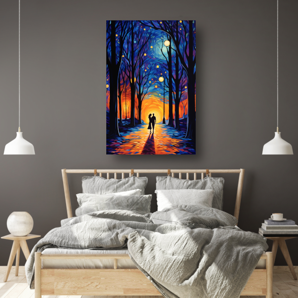 Romantische Wandeling in Schemerig Kleurbos poster