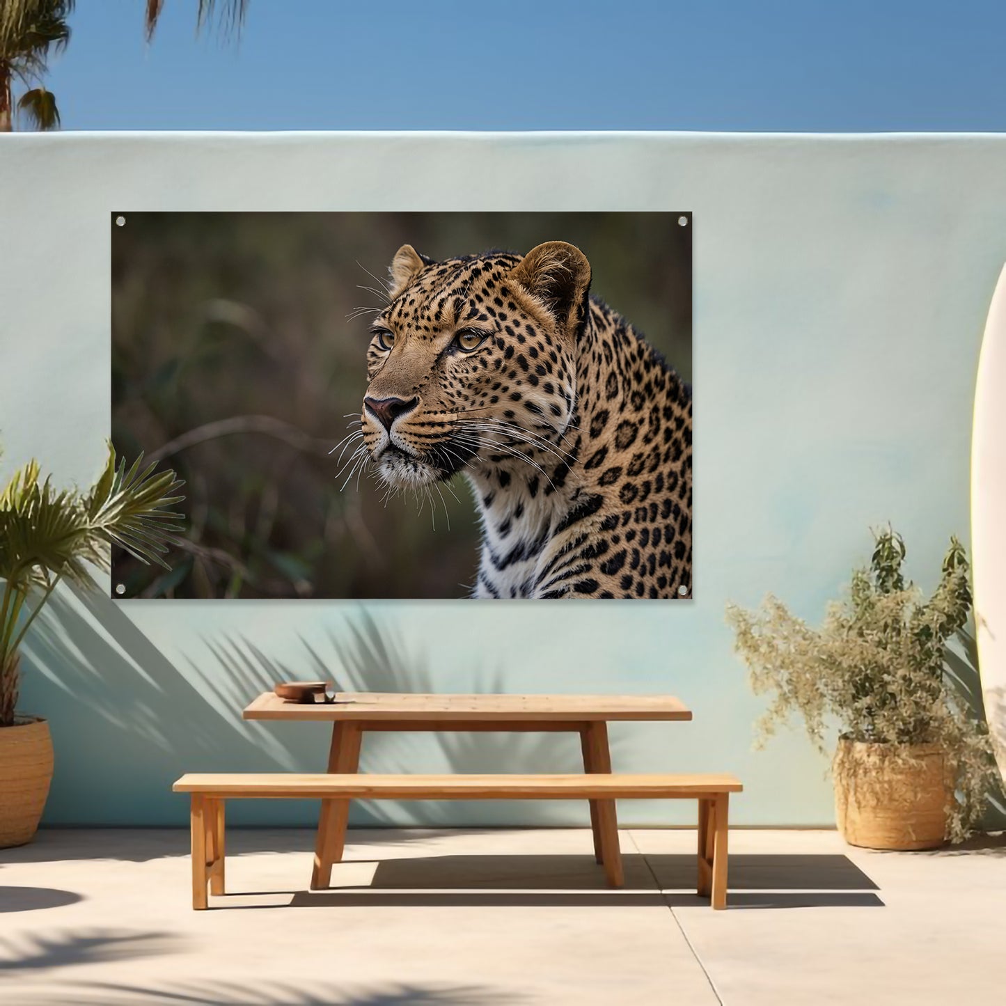 Prachtige close-up van een wilde luipaard tuinposter