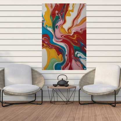 Explosie van kleur en abstracte beweging tuinposter