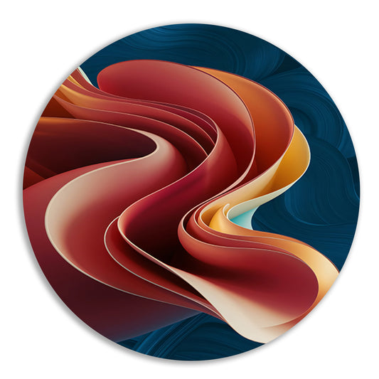 Kleurrijke abstracte digitale kunst met lagen aluminium muurcirkel