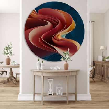 Kleurrijke abstracte digitale kunst met lagen aluminium muurcirkel