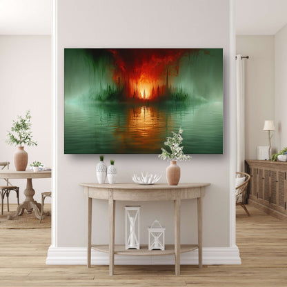 Magische stad aan het water in felle kleuren acrylglas