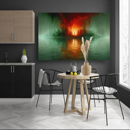 Magische stad aan het water in felle kleuren acrylglas