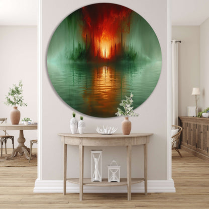 Magische stad aan het water in felle kleuren forex muurcirkel
