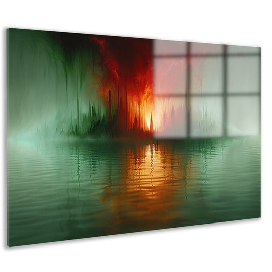 Magische stad aan het water in felle kleuren acrylglas