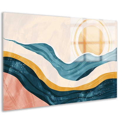 Golven en zon in abstracte vormen acrylglas