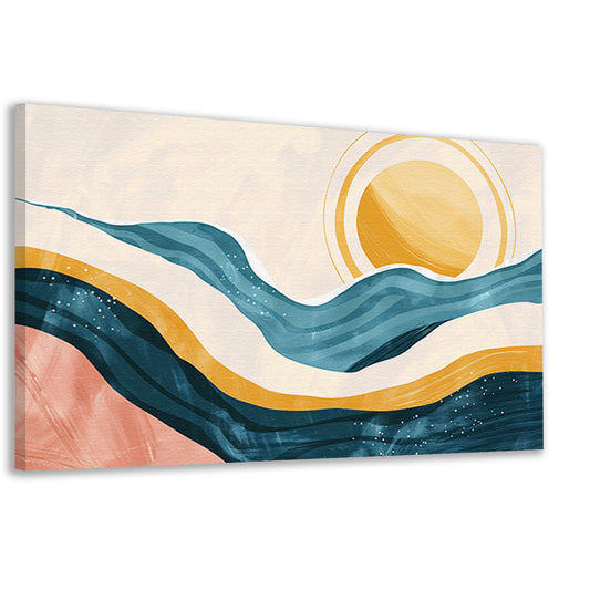 Golven en zon in abstracte vormen canvas