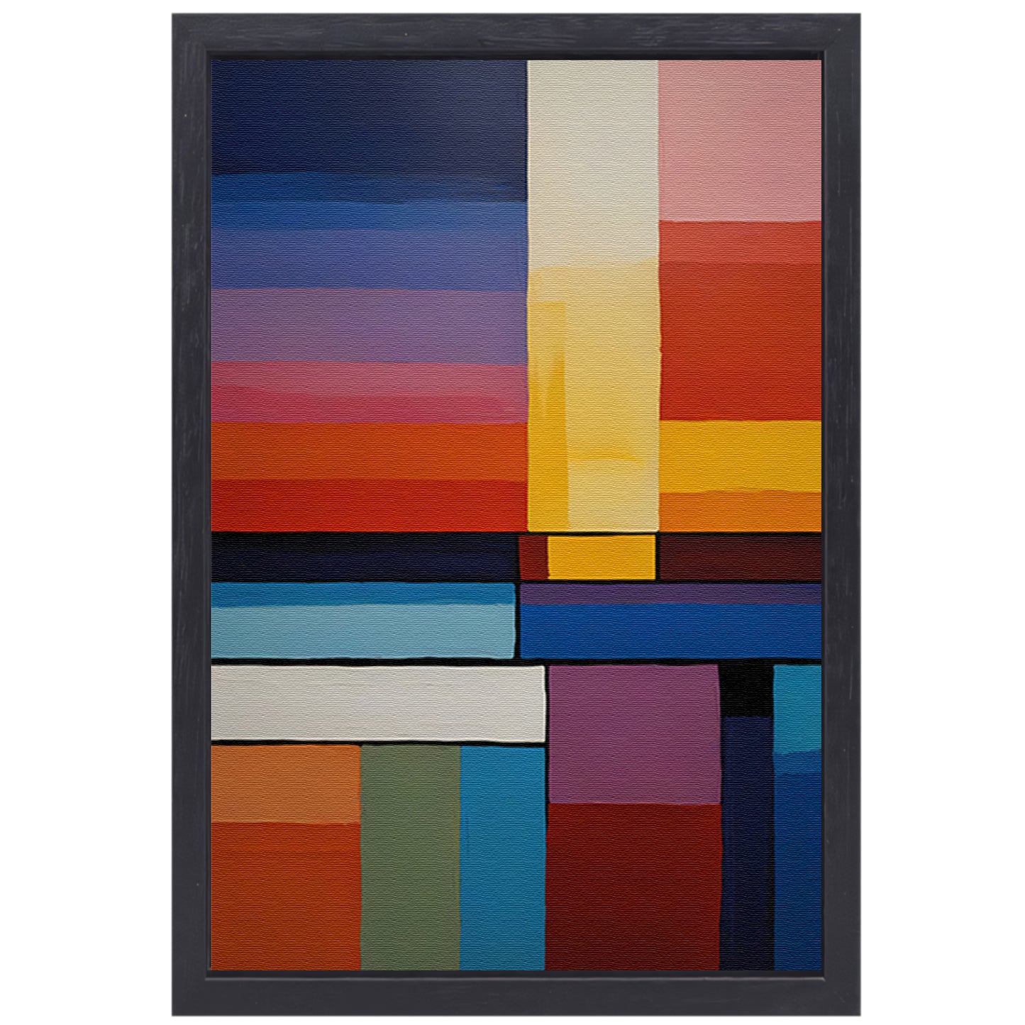 Abstracte symfonie van gekleurde vlakken canvas met baklijst