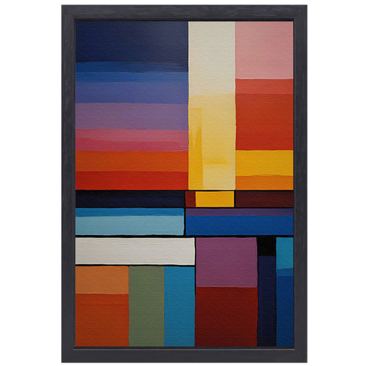 Abstracte symfonie van gekleurde vlakken canvas met baklijst