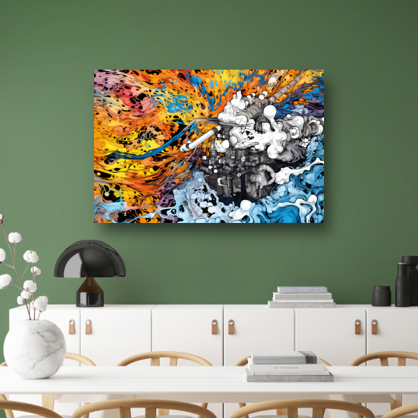 Kleurrijk portret van vrouw canvas met baklijst