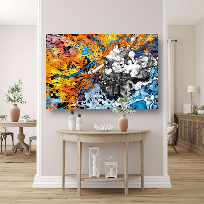Kleurrijk portret van vrouw canvas met baklijst